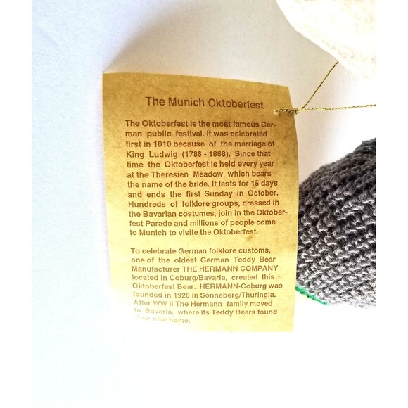 Vtg HERMANN Oktoberfest Mohair Teddy Bear Limited Edition Collectible 1994 - Picture 14 of 15